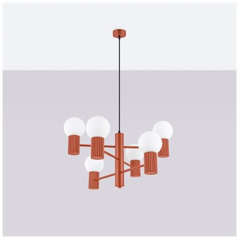 Lampadario Halo 6 Rosso Ocra Sl. 1833 - Moderno Lampadario Ocra Rossa 230x64x64 Cm - Foto 2