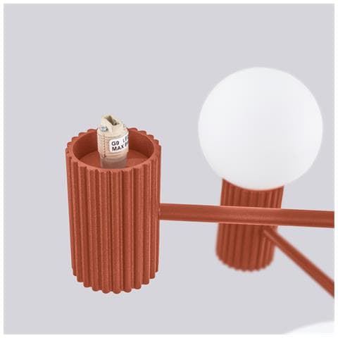 Lampadario Halo 6 Rosso Ocra Sl. 1833 - Moderno Lampadario Ocra Rossa 230x64x64 Cm - Foto 8