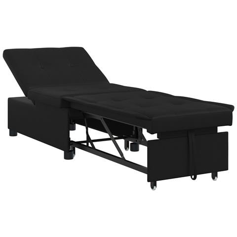 Divano letto con cuscino Nero 67 x 194 x 82 cm Legno compensato - Foto 1