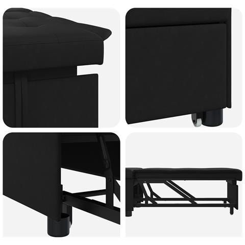 Divano letto con cuscino Nero 67 x 194 x 82 cm Legno compensato - Foto 8