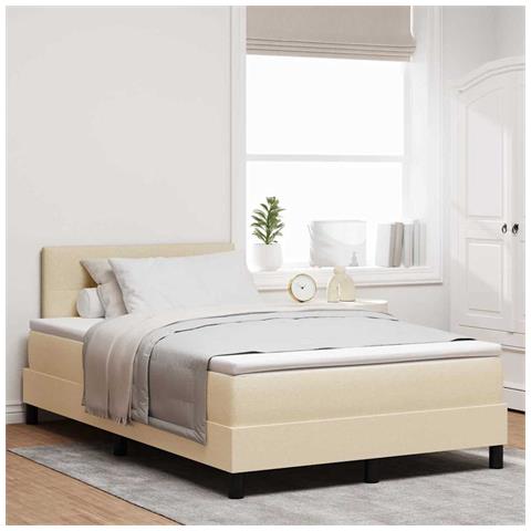 Letto a molle con materasso Crema 120 x 200 cm Tessuto - Foto 2