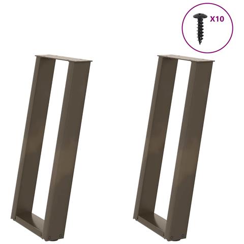 Gambe per tavolo consolle a forma di U 2 pz in acciaio naturale 28x(72-73) cm - Foto 1