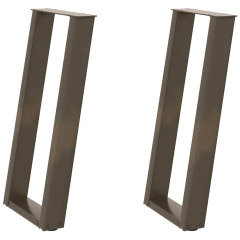 Gambe per tavolo consolle a forma di U 2 pz in acciaio naturale 28x(72-73) cm - Foto 2