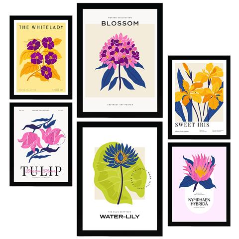 Set Di 6 Stampe Fiori, Dolci Stampe Naturali E Botaniche Per L'interior Design A3 & A4 Senza Cornice - Foto 1