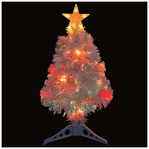 Albero Natale Preilluminato Bianco 64 Cm In Fibra Ottica - Foto 2