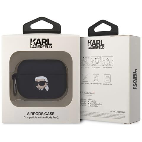 Airpods Pro 2 Custodia In Silicone Karl Head Protezione 3d Antiurto Di Lusso, Nero - Foto 2