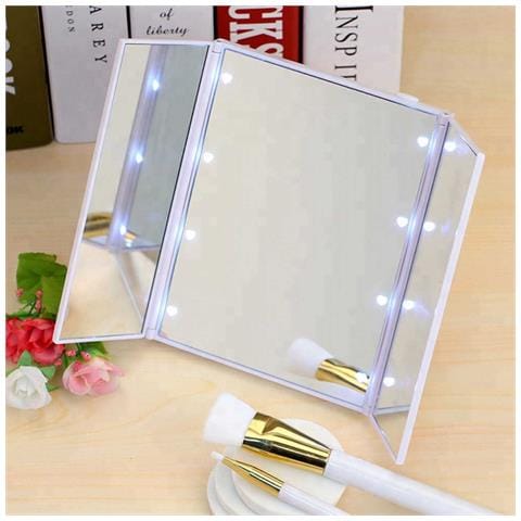 Specchio Per Trucco Tri-fold Con Led - Specchio Portatile Da Tavolo White - Foto 2