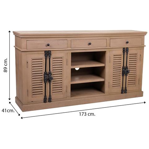 Credenza In Legno E Metallo Marrone 173x41x89h - Foto 8