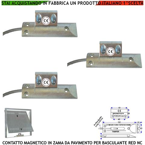 Sensori Magnetici In Alluminio Da Pavimento 3 Pezzi Allarme Porte Ferro Contatto Reed Nc Sensibilità 25 Mm Con Fori Fi - Foto 1