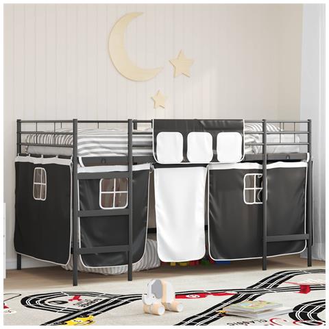 Struttura del Letto Loft per Bambini con Tendine Nero - Foto 2