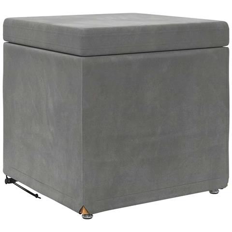 Pouf Grigio scuro Velluto e Legno Ingegnerizzato - Foto 1