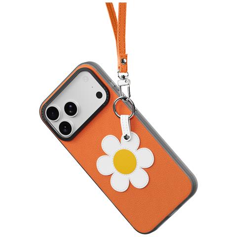 Cover per iPhone 17 Pro Max - PC+Pelle /PU, Arancione, Con Anillo - Foto 4