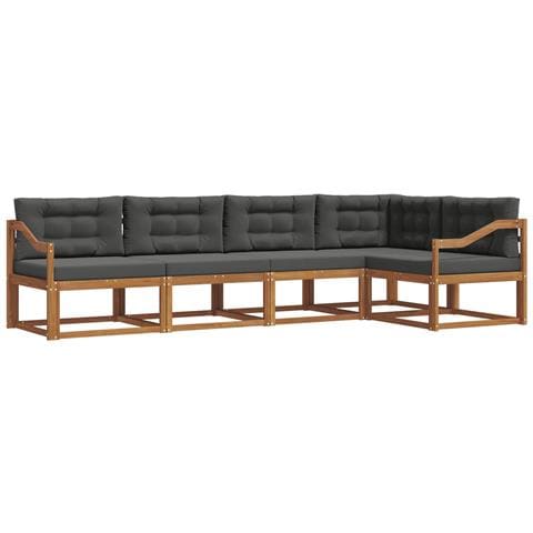 Set di divani da esterno con cuscino 5 pcs Naturale e Antracite - Foto 1