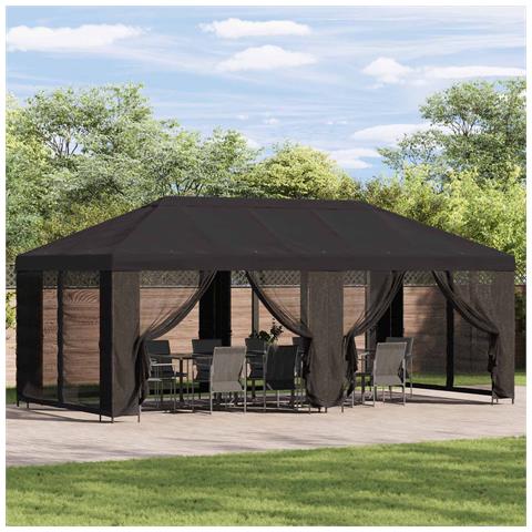 Gazebo da giardino 6 x 3 m Antracite Poliestere e Acciaio 190 - Foto 2