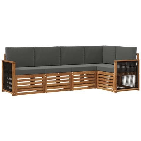 Set divano sezionale con cuscino 4 pcs Naturale e Antracite - Foto 1