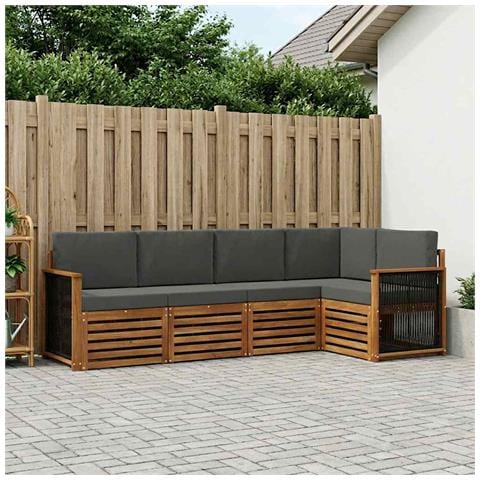 Set divano sezionale con cuscino 4 pcs Naturale e Antracite - Foto 2