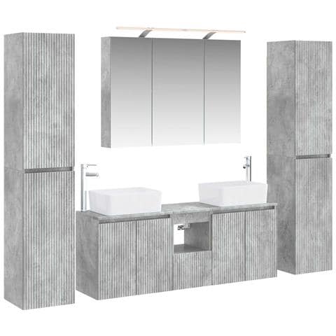 Set di mobili per il bagno 6 pcs Grigio Cemento - Foto 1