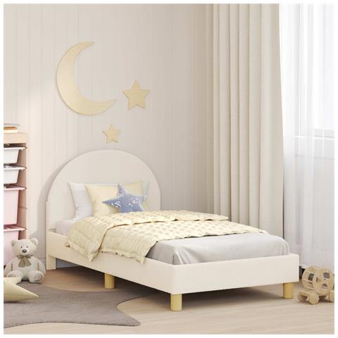 Struttura letto bambini con testata Crema 80 x 160 cm Bouclé - Foto 2