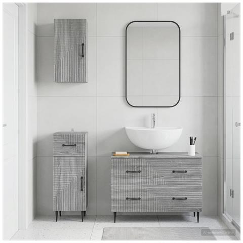 Set di armadietti da bagno in 3 pezzi HAARLEM Sonoma grigio - Foto 2