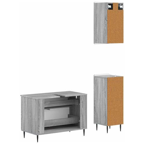 Set di armadietti da bagno in 3 pezzi HAARLEM Sonoma grigio - Foto 10