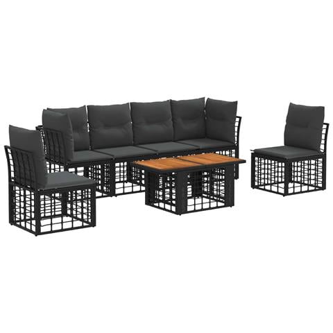 Set Divano da Giardino 7 pz Nero e Grigio scuro polyrattan - Foto 1