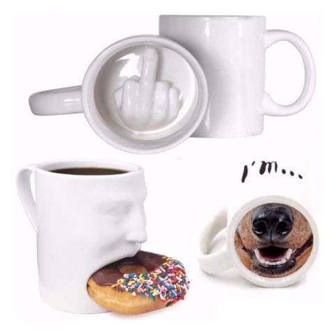 DOBO Tazze In Porcellana Simpatiche Originali Dito Medio Faccia Cane Colazione Caffè