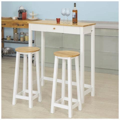 SoBuy Consolle Tavolo Alto Bar Con 2 Sgabelli Penisola Cucina Mobile Piano In Legno Di Hevea A107 Cm, Fwt50 wn SoBuy Consolle Tavolo Alto Bar Con 2 Sgabelli Penisola Cucina Mobile Piano In Legno Di Hevea A107 Cm, Fwt50 wn