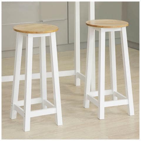 Consolle Tavolo Alto Bar Con 2 Sgabelli Penisola Cucina Mobile Piano In Legno Di Hevea A107 Cm, Fwt50-wn - Foto 8