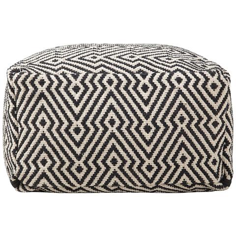 Pouf In Tessuto Bianco Nero 50 X 30 Cm Mukki - Foto 22