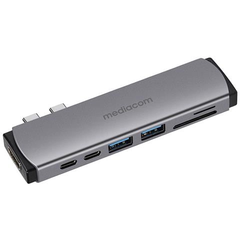 Replicatore di Porte e Docking Station MD-M201 per Notebook Cablato USB 3.2 Gen 1 (3.1 Gen 1) Type-C Colore  Alluminio - Foto 1