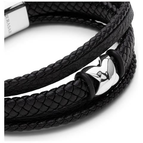 Bracciale in Pelle da Uomo, ""Flake"", 20cm, Argento - Foto 2