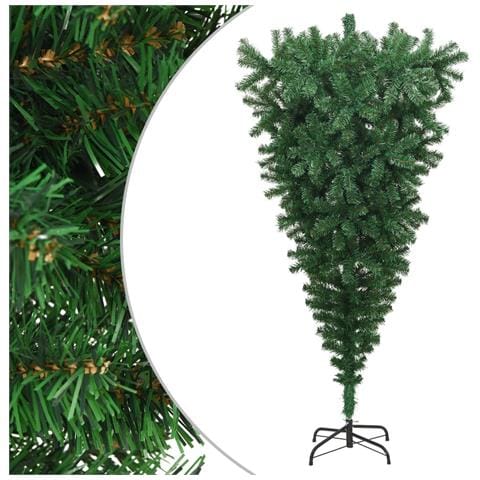 Albero di Natale Artificiale Capovolto con Supporto Verde 210 cm PVC - Foto 1