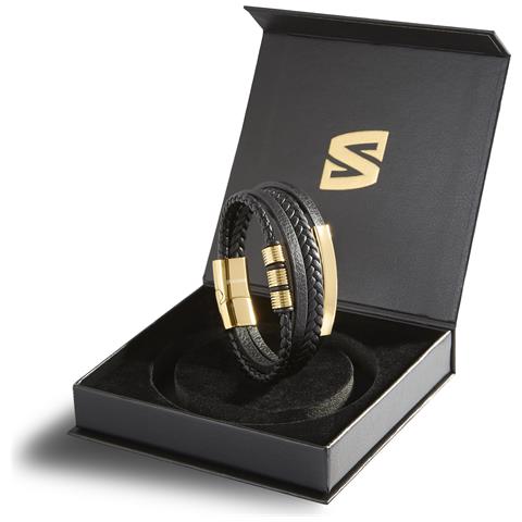 Bracciale in Pelle per Uomo, ""Brave"", 17cm, Oro - Foto 3