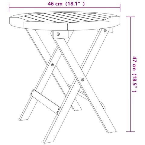 Tavolo Da Bistrot 46x47 Cm In Legno Massello Di Acacia - Foto 2