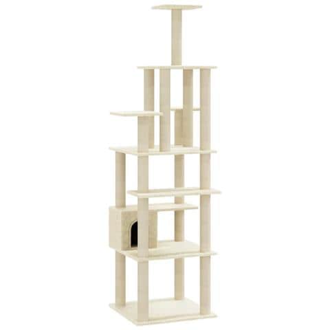 Albero Per Gatti Con Tiragraffi In Sisal Crema 183 Cm - Foto 2