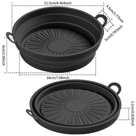 Ciotola Rotonda Pieghevole In Silicone Per Friggitrice Ad Aria Black - Foto 5