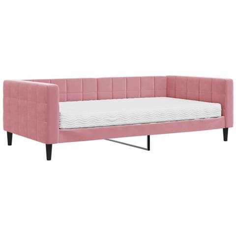 Divano Letto Con Materasso Rosa 100x200 Cm In Velluto - Foto 1