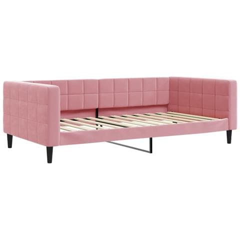 Divano Letto Con Materasso Rosa 100x200 Cm In Velluto - Foto 9