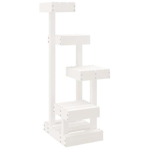 Albero Per Gatti Bianco 45,5x49x103cm In Legno Massello Di Pino - Foto 1