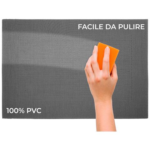 Set Tovagliette Americane Cucina Antiscivolo In Tinta Unita Lavabili In Vari Colori Set 4 Stone - Foto 5