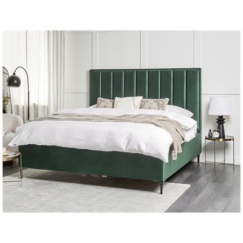 letto matrimoniale testata letto velluto verde Beliani Letto Matrimoniale Con Contenitore Velluto Verde Scuro