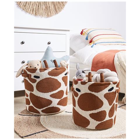Set Di 2 Cestini Per Bambini Giraffa Pomang Cotone Marrone - Foto 1