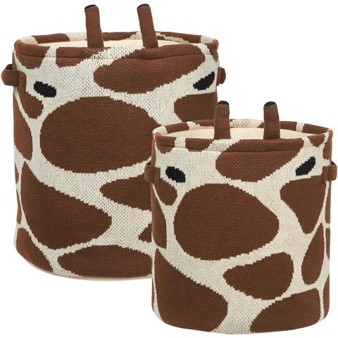 Set Di 2 Cestini Per Bambini Giraffa Pomang Cotone Marrone - Foto 9