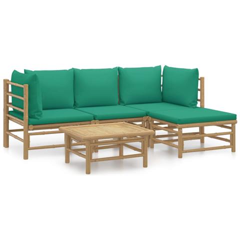 Set Salotto Da Giardino 5pz Con Cuscini Verdi Bambù - Foto 1