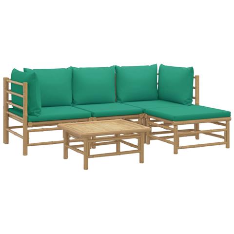 Set Salotto Da Giardino 5pz Con Cuscini Verdi Bambù - Foto 2