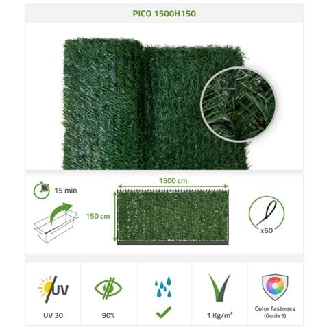 Siepe Artificiale Pico 1.5x15 M Rete Frangivista 90% Oscurante - Foto 8