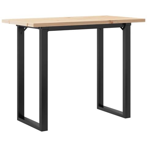 Tavolo Da Pranzo Telaio A O 100x50x75,5cm Massello Pino E Ghisa - Foto 2