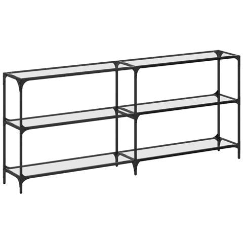 Tavolino Consolle Piano Vetro Trasparente 194,5x30x81cm Acciaio - Foto 2