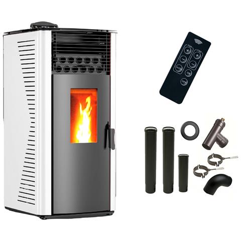 Stufa A Pellet Ad Aria Anita Da 12 Kw Sannover Bianco + Kit Di Raccordo Per Fumista - Foto 1