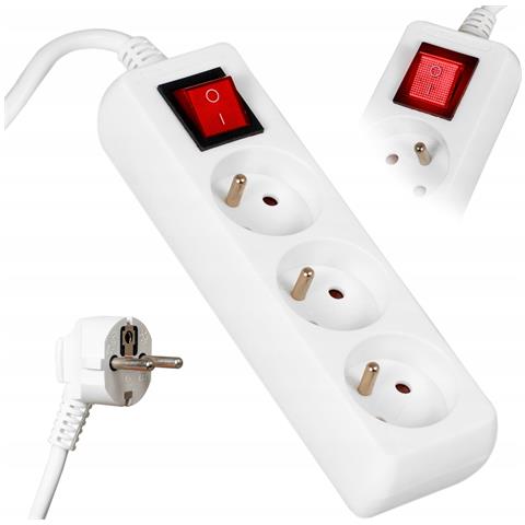 Cavo Di Prolunga 1,5mb 3gn+0+interruttore 3x1,0mm 10a Ip20 (lb0081-1,5) Va0305-1,5 - Foto 1